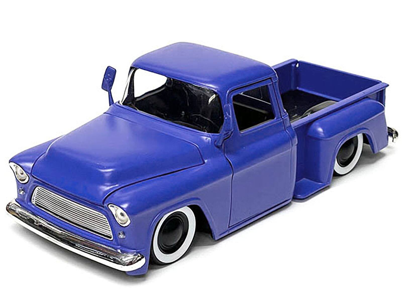 Alt View 1. Jada - 1955 Chevrolet Stepside Pickup Truck Matt Blue "Just Trucks" Series 1/24 Diecast Model Car by Jada.