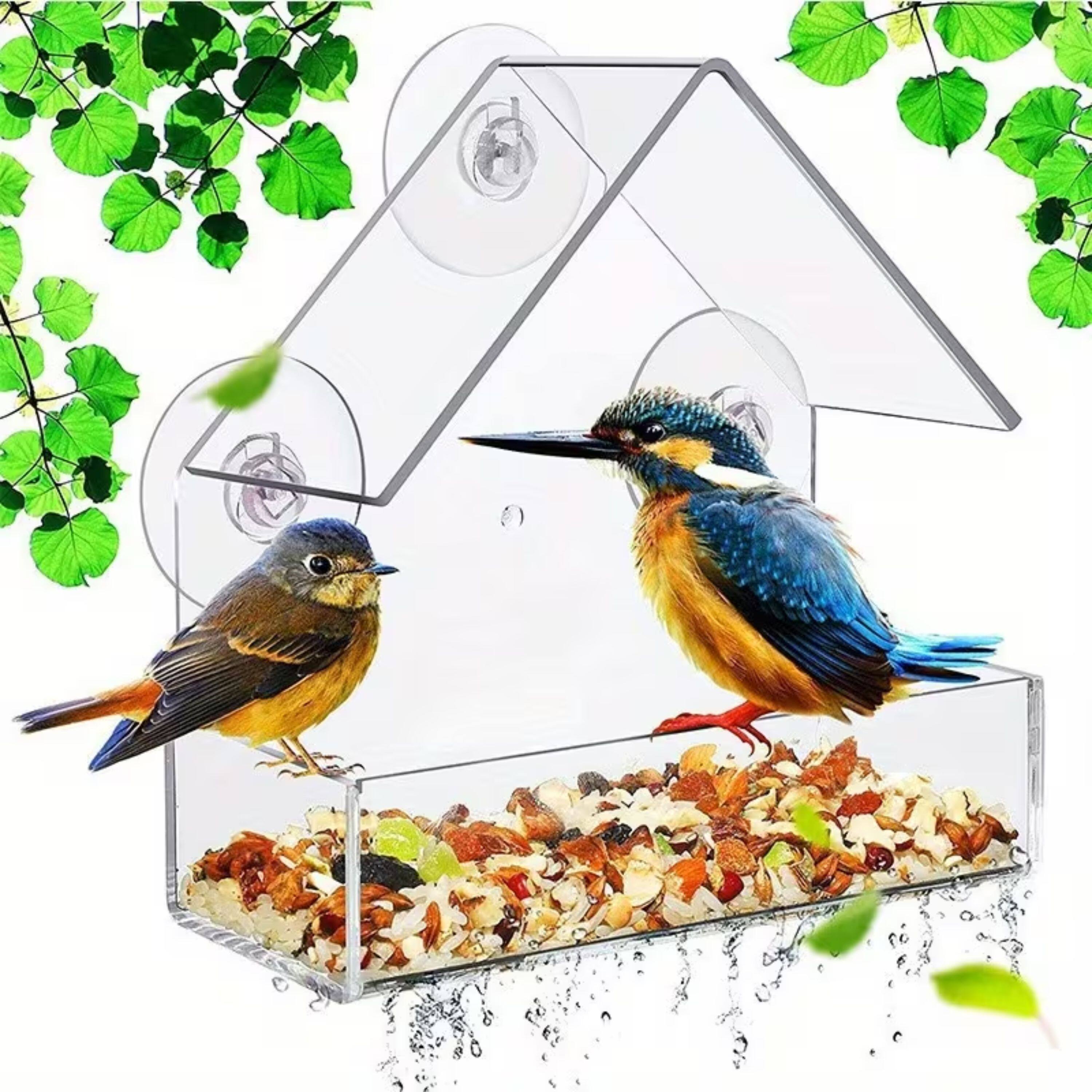 Alt View 1. Kitcheniva - Acrylic Clear Bird Feeder with Suction Cups - Clear.