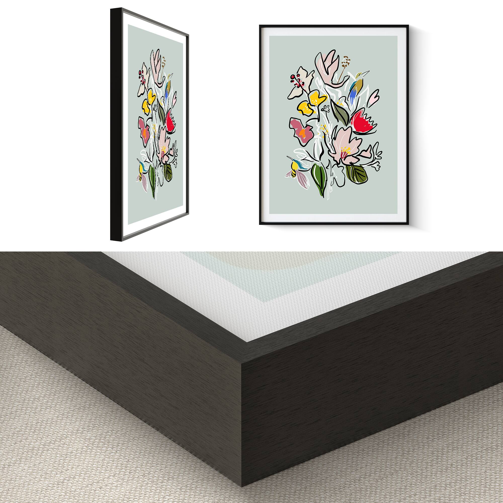 Alt View 2. HOMLUX - 1 Piece Framed Floral Bouquet Canvas Wall Art Modern Botanical Wall Decor Flower Canvas Print 24 in. x 18 in. - Multi-Colored.
