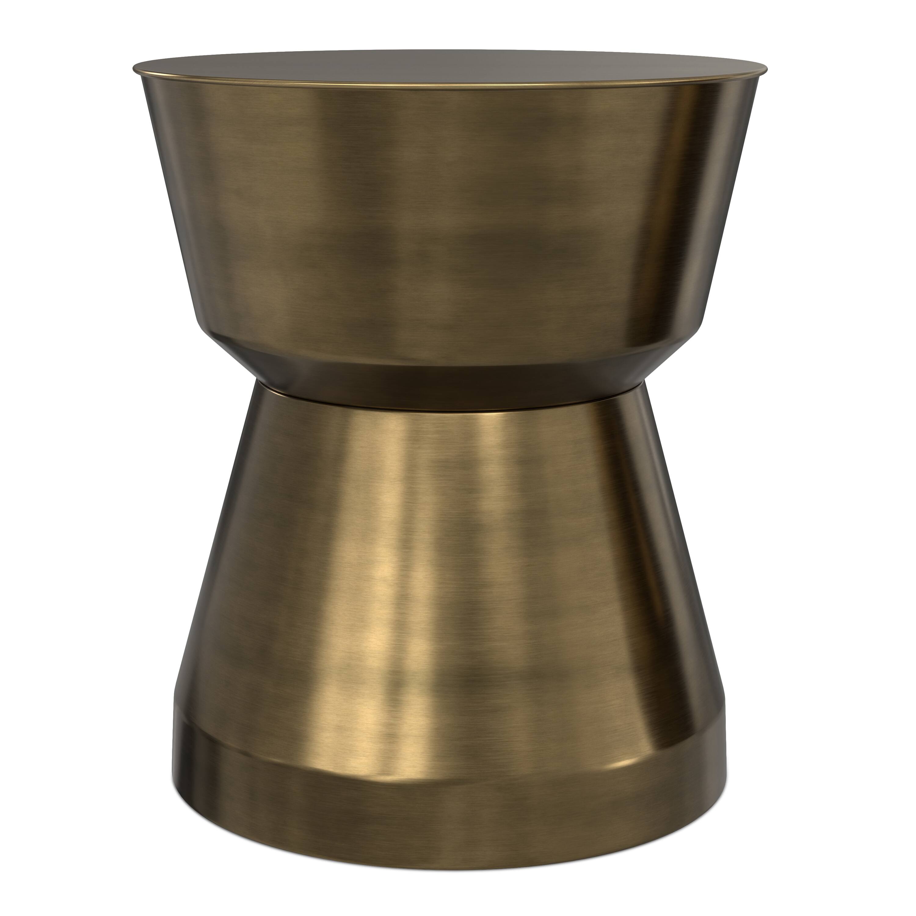Alt View 1. Simpli Home - Allegra 16 inch Wide Modern Metal Side Table in Antique Brass Iron, Assembled - Antique Brass.