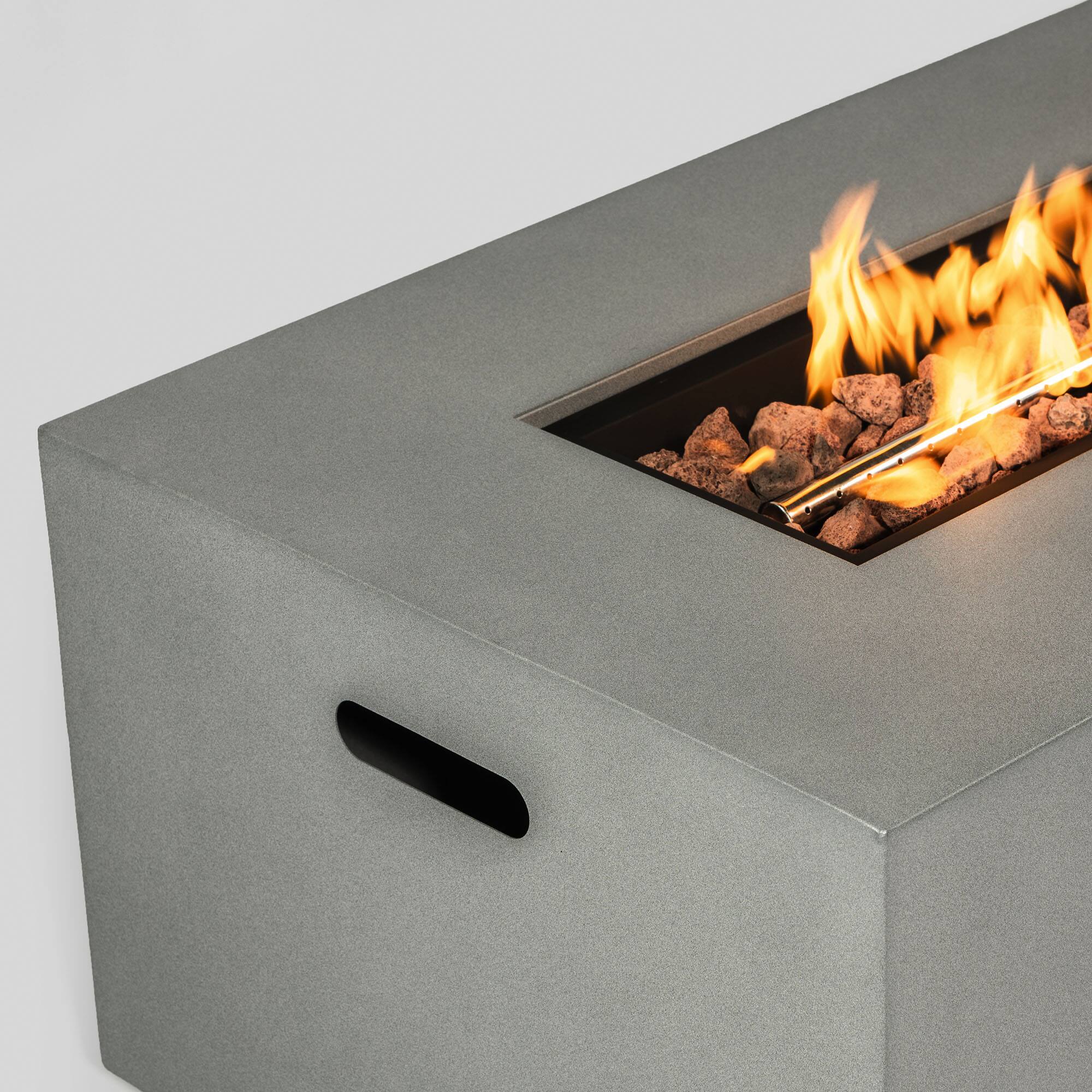 Alt View 7. Mondawe - 42" Propane Gas Fire Pit Table with Glass Wind Guard - Gray.