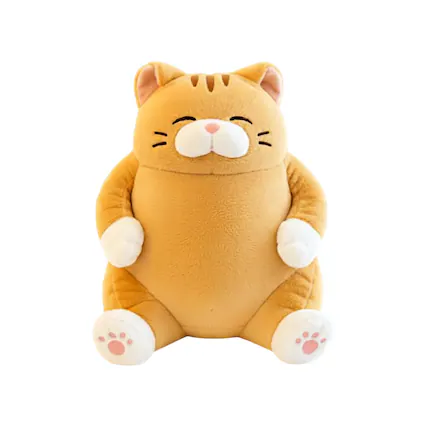 Front. New Era Distribution - Chubby Meow 12 Inch Plush Pillow | Orange - Orange.