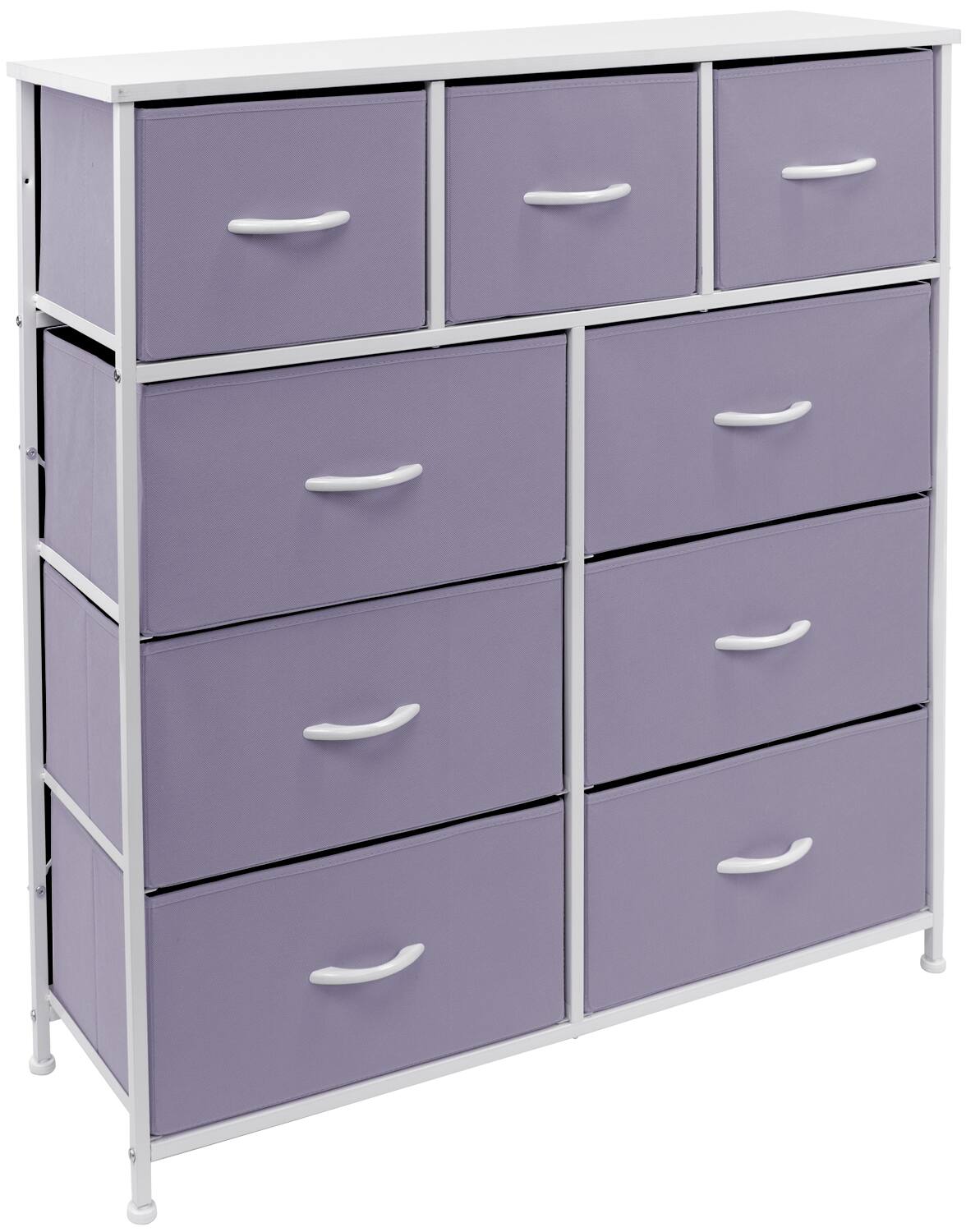 Sorbus - 9 Drawers Dresser - Furniture Storage for Bedroom, Closet, and More - Steel Frame, Wood Top, Fabric Bins - Purple