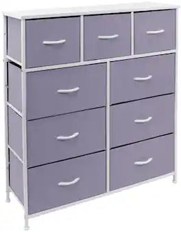 Sorbus - 9 Drawers Dresser - Furniture Storage for Bedroom, Closet, and More - Steel Frame, Wood Top, Fabric Bins - Purple