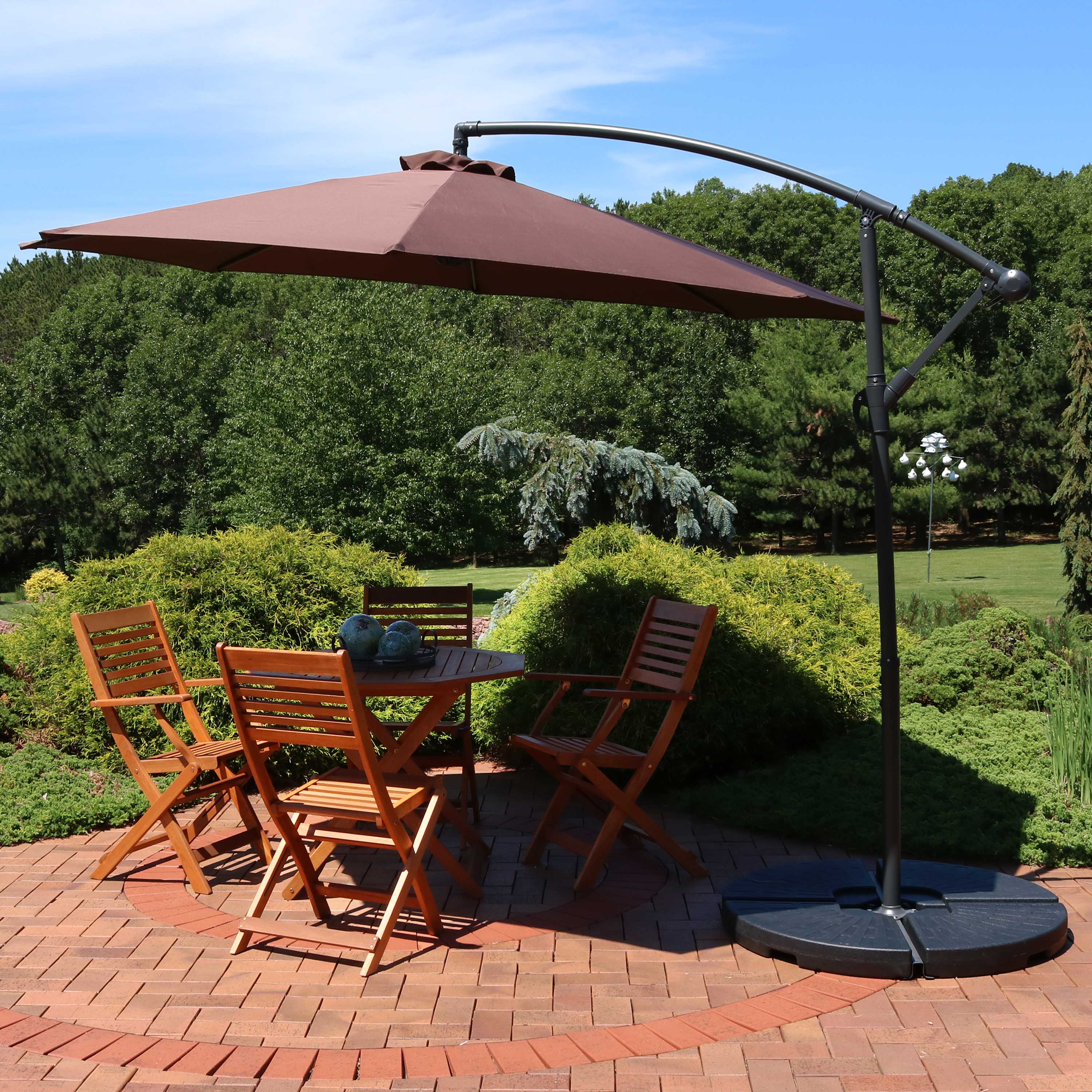 Alt View 5. Sunnydaze - 10 ft Cantilever Offset Steel Patio Umbrella with Crank - Brown.