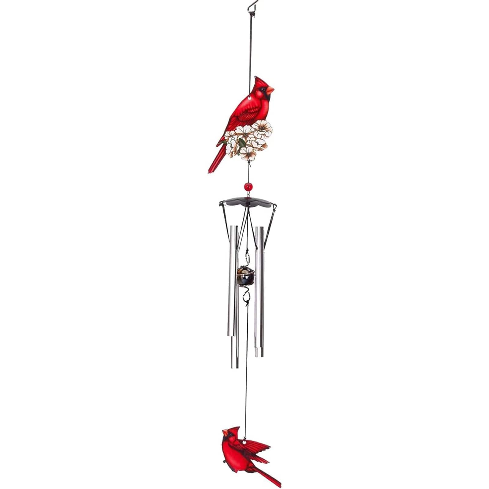 Spoontiques - Red Cardinal Bird Metal Outdoor Garden Wind Chime Patio Decoration 18 Inch