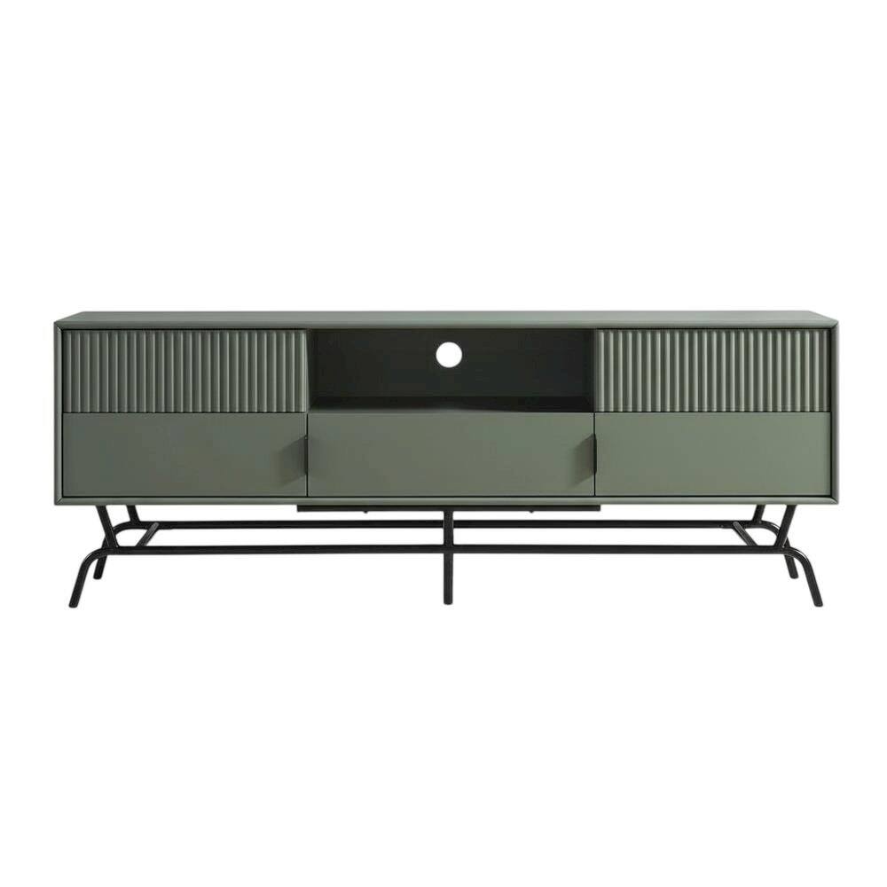 Alt View 3. Starlight Canyon Home - Sage Green and Black Wooden TV Stand with Multi-Storage Compartments - Green.