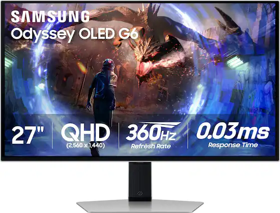 SAMSUNG Odyssey OLED G6 27" QHD 360Hz HZ 0.03ms (2,560 X 1,440) Refresh Rate Response Time