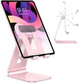 FINEAK - T2 Upgraded Tablet Stand with Longer Arms, Hollow Design Adjustable Holder for iPad Pro/Air/Mini & Phones - Rose - Gold