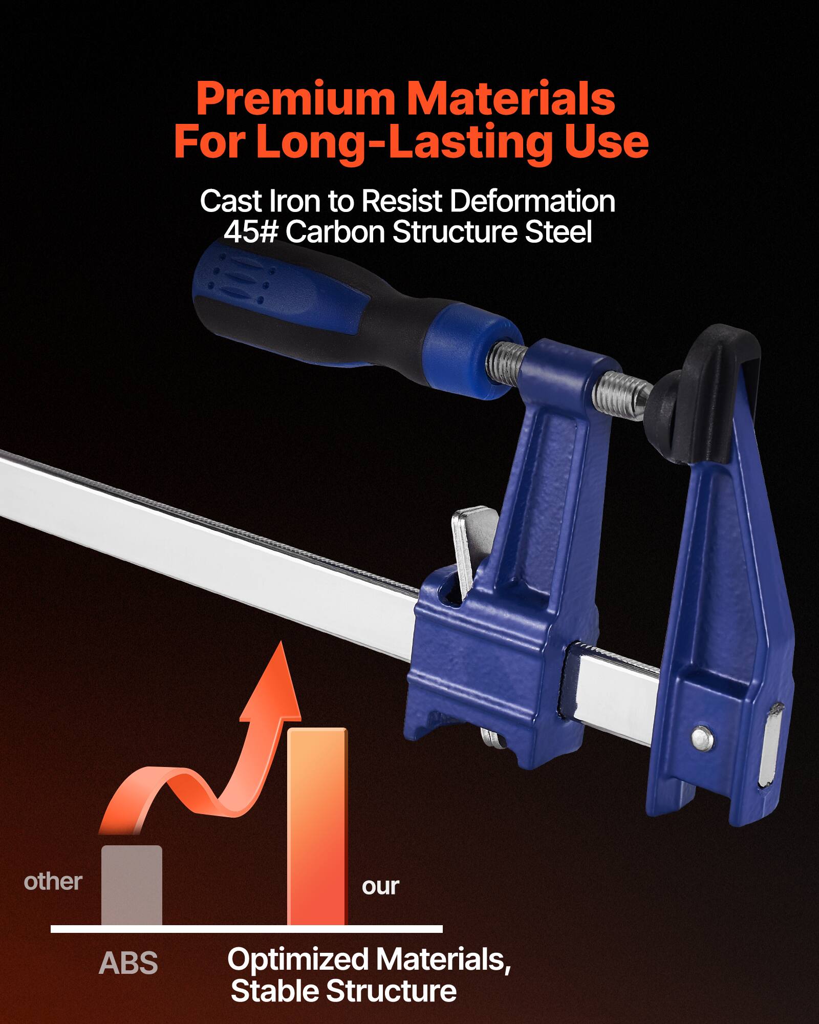 Premium Materials For Long-Lasting Use  
Cast Iron to Resist Deformation  
45# Carbon Structure Steel  

other our  
ABS Optimized Materials, Stable Structure