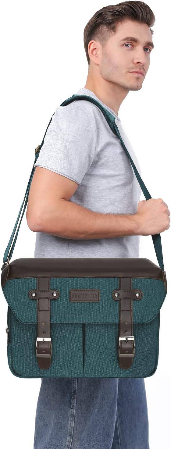 Alt View 3. mosiso - Camera Case Crossbody Shoulder Messenger Bag for DSLR/SLR/Mirrorless Photography, Vintage Cameras Bag with Rain Cover - Teal Green.