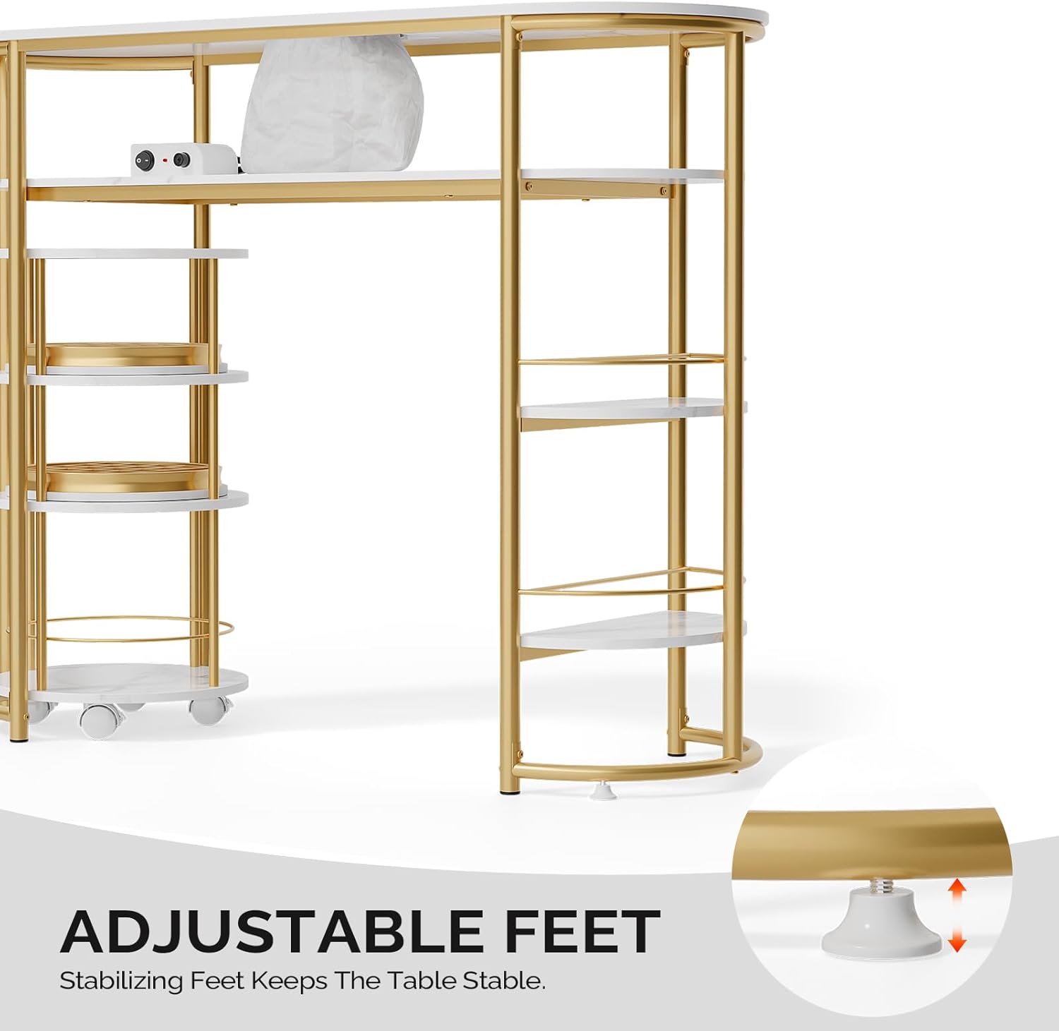 ADJUSTABLE FEET  
Stabilizing Feet Keeps The Table Stable.