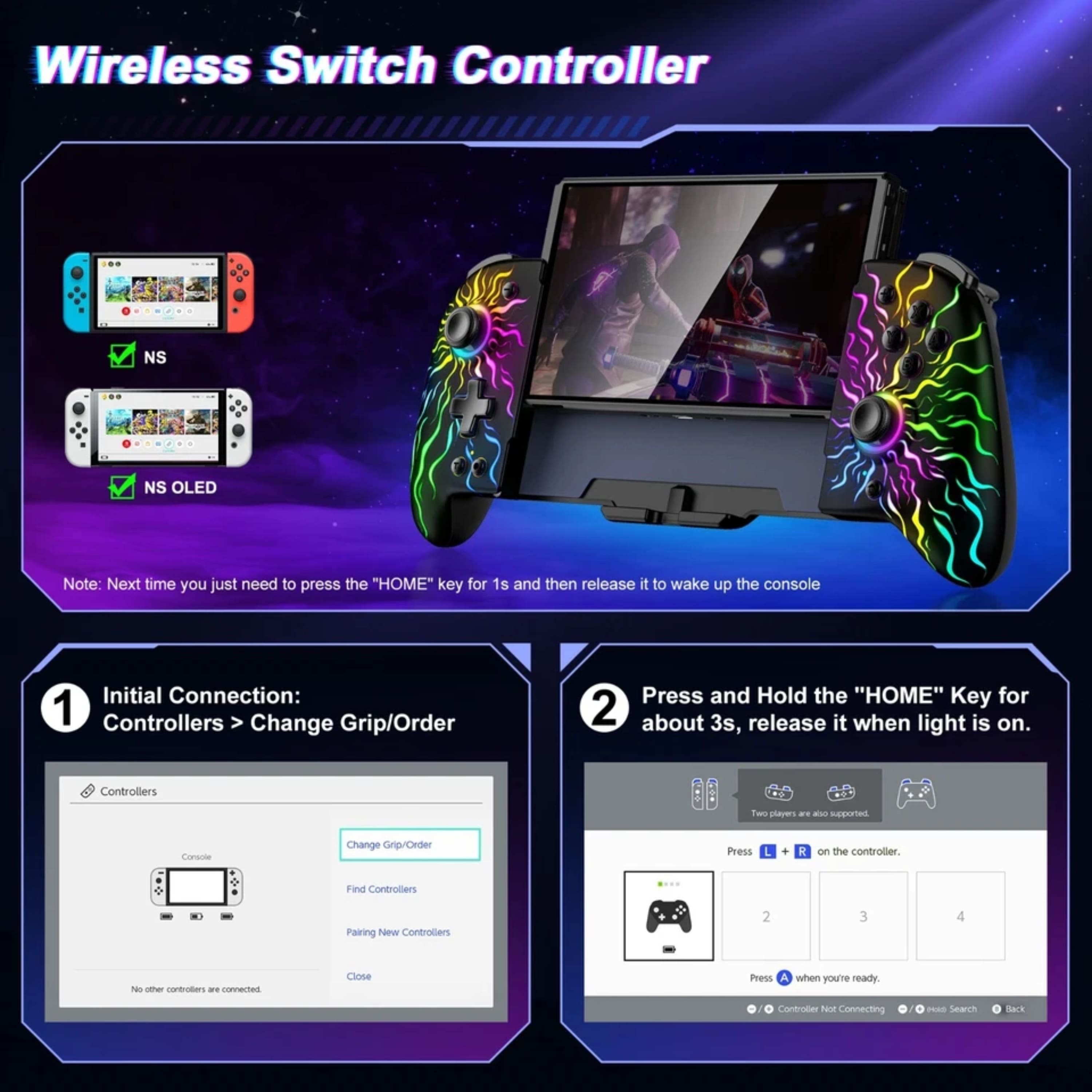 Kitcheniva Full Size Grip Handheld Controller Switch Controller