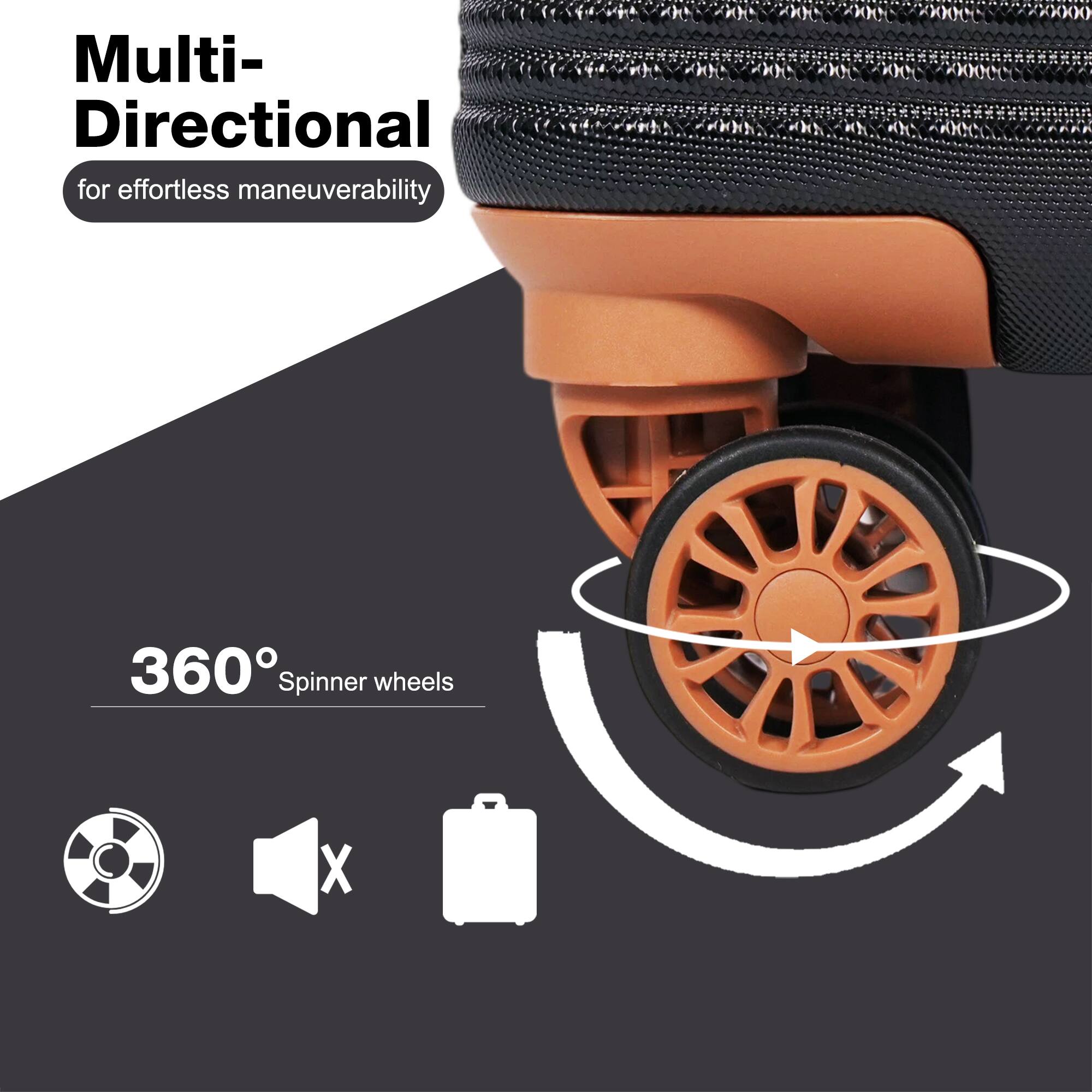 Multi-Directional for effortless maneuverability  
360° Spinner wheels