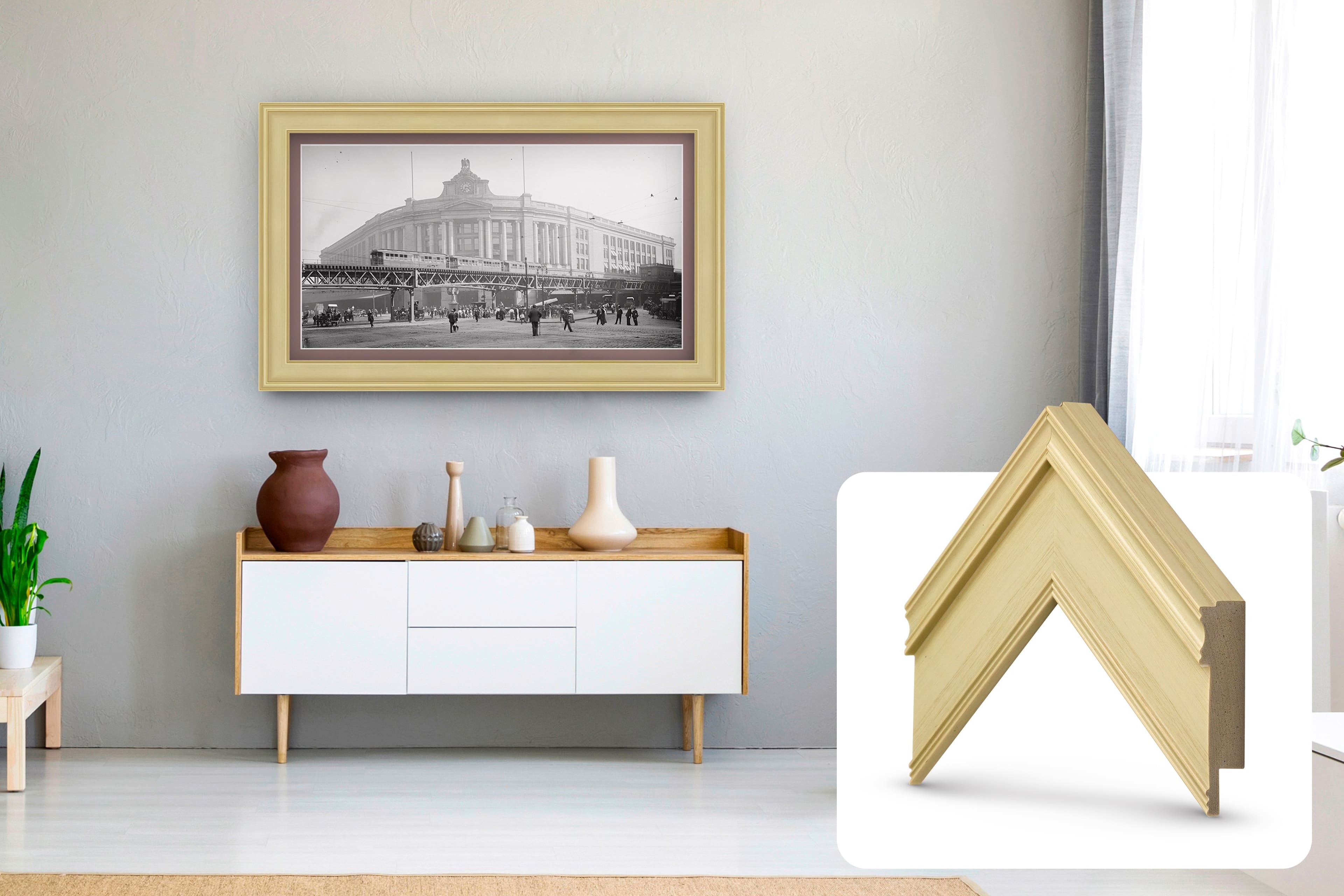 Front. Deco TV Frames - Premiere Bezel for Samsung the Frame TV - 32" - Antique White.