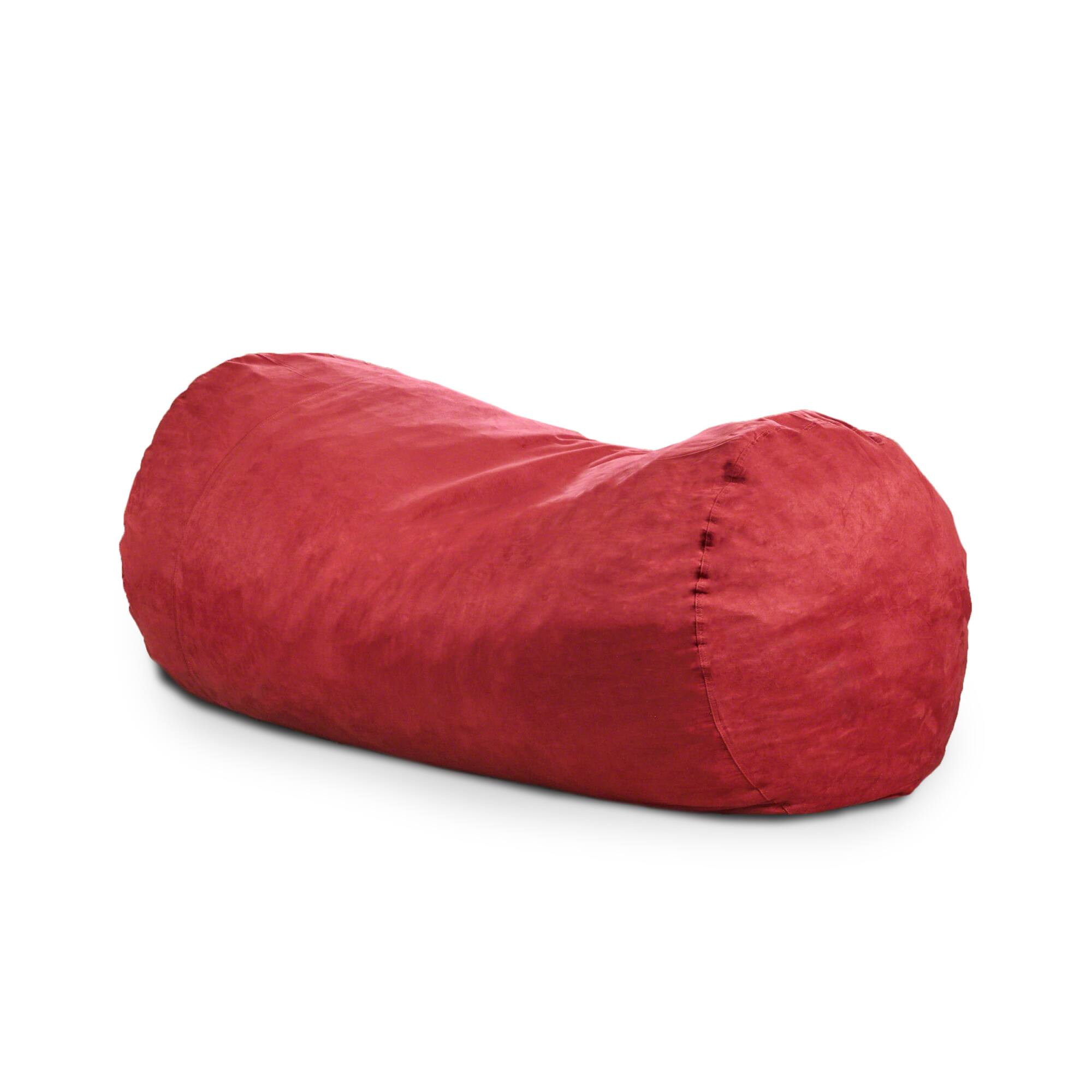 Angle. GOODSILO - Traditional 8 Foot Suede Cylindrical Bean Bag Chair for Living Room and Bedroom Comfort - Red.