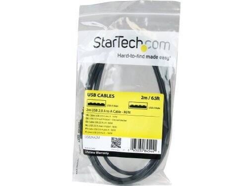 StarTech.com Hard-to-find made easy USB CABLES 2m / 6.5ft 2m USB 2.0 A to A Cable - M/N IR USA DE ES A US82AA2M Lifetime Warranty D 6503 84544 1