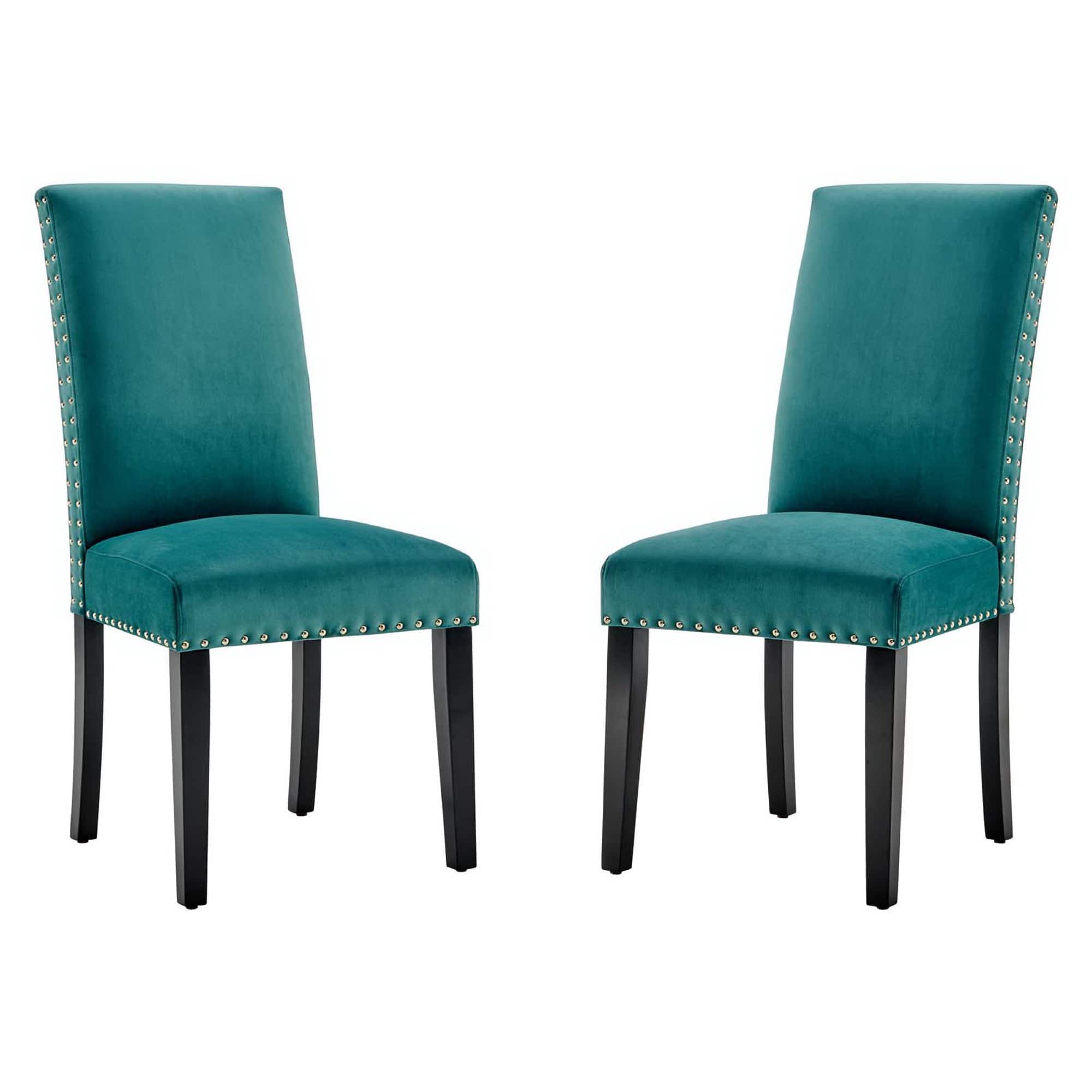 Parcel Performance Velvet Dining Side Chairs Set of 2 by Modway - Teal