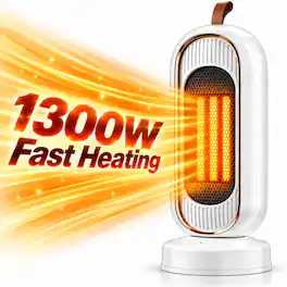 AMUMU - 1300W Portable Space Heater with 4-Hour Timer Oscillating PTC Ceramic Heater with 2 Heat Settings Tip-Over Protection - White