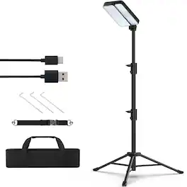 young master - Solar Camp Lights, 2 Heads, IP65, Cordless Solar+USB-C, Floor Lamp w/ Iron Tel. Tripod for Fishing 1pk