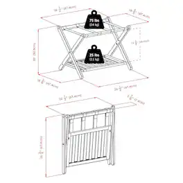 FurniFact - Solid Wood Luggage Rack for Guest Room with Lower Shelf Finish - Cappuccino