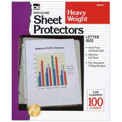 #48381
Heavy Weight
Non-Glare Sheet Protectors
Letter Size
Regional Sales Analysis
Acid Free
Archival Safe
Will Not Lift Print
Fits Standard 3 Ring Binders
Top Loading
100 Count
1st Qtr 2nd Qtr 3rd Qtr 4th Qtr
North South East West
70 Years