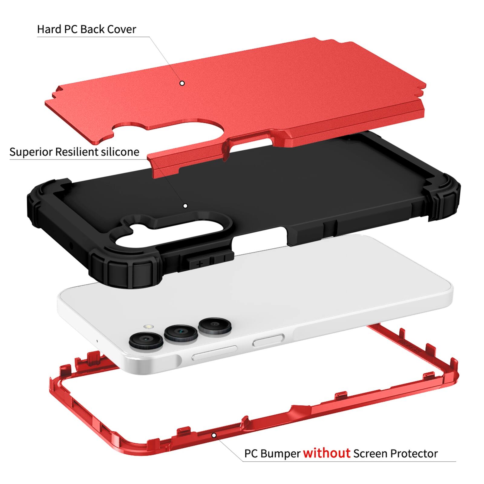 Hard PC Back Cover  
Superior Resilient silicone  
FORMAYXI  
PC Bumper without Screen Protector
