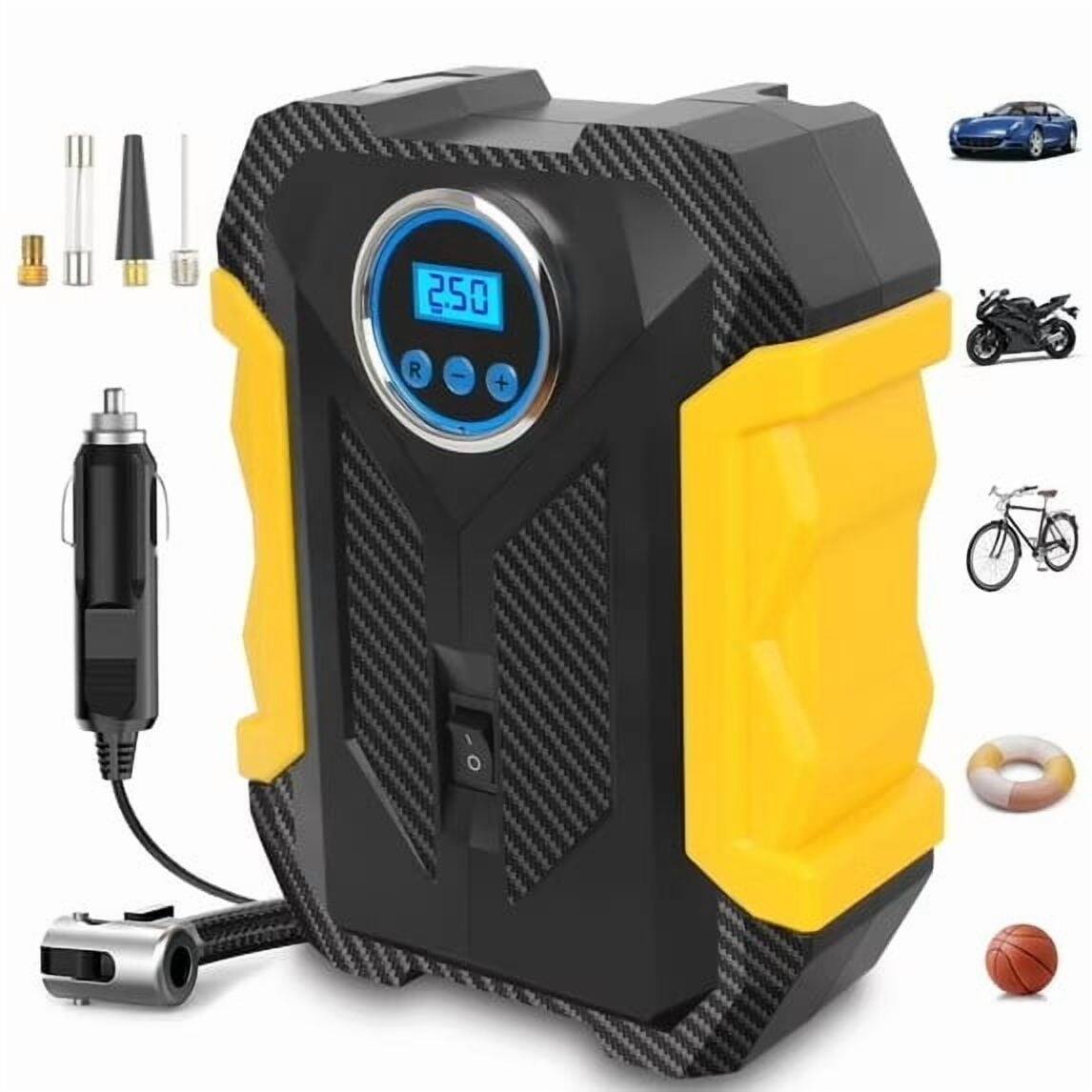 Front. Ocalpur - Ocalpur 12V DC Tire Inflator, Auto Shut-off 150PSI Air Pump, Electric Pump with LED Light & Digital Pressure Gauge - Yellow.
