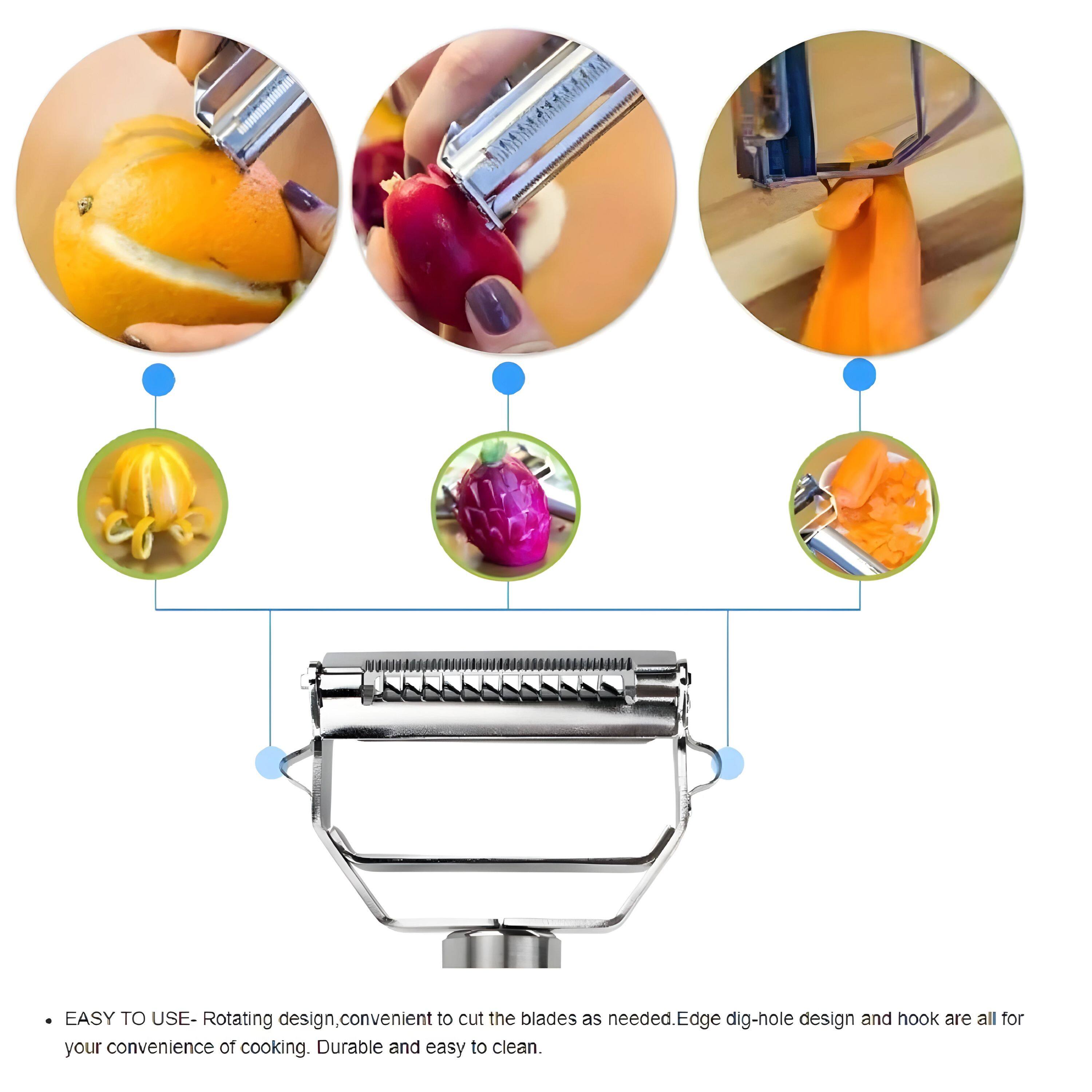 EASY TO USE - Rotating design, convenient to cut the blades as needed. Edge dig-hole design and hook are all for your convenience of cooking. Durable and easy to clean.