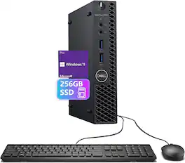 Dell - Refurbished Excellent - Optiplex 3070 Mini Desktop PC, Core i3-9100T up to 3.70Ghz, 8GB DDR4 RAM, 256GB SSD, USB Keyboard&Mouse, Win11 Pro - Black
