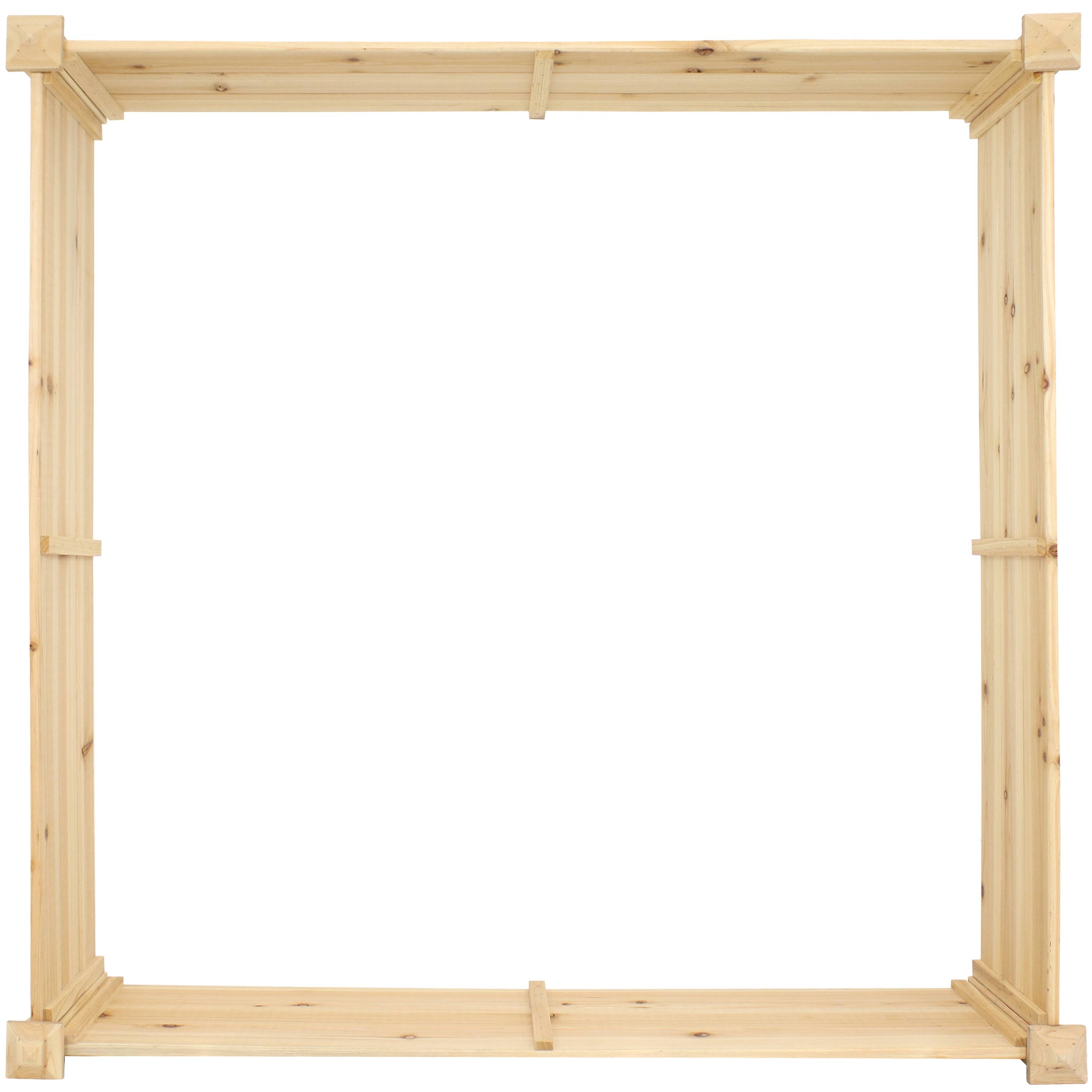 Alt View 5. Sunnydaze - Wooden Fir Square Raised Garden Bed - 48 in - Light Brown.