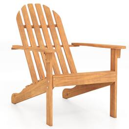 Costway - 1 PCS Patio Adirondack Chair with Inclined Seat High Backrest for Porch Backyard Poolside - Natural