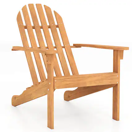 Front. Costway - Costway 1 PCS Patio Adirondack Chair with Inclined Seat High Backrest for Porch Backyard Poolside - Natural.