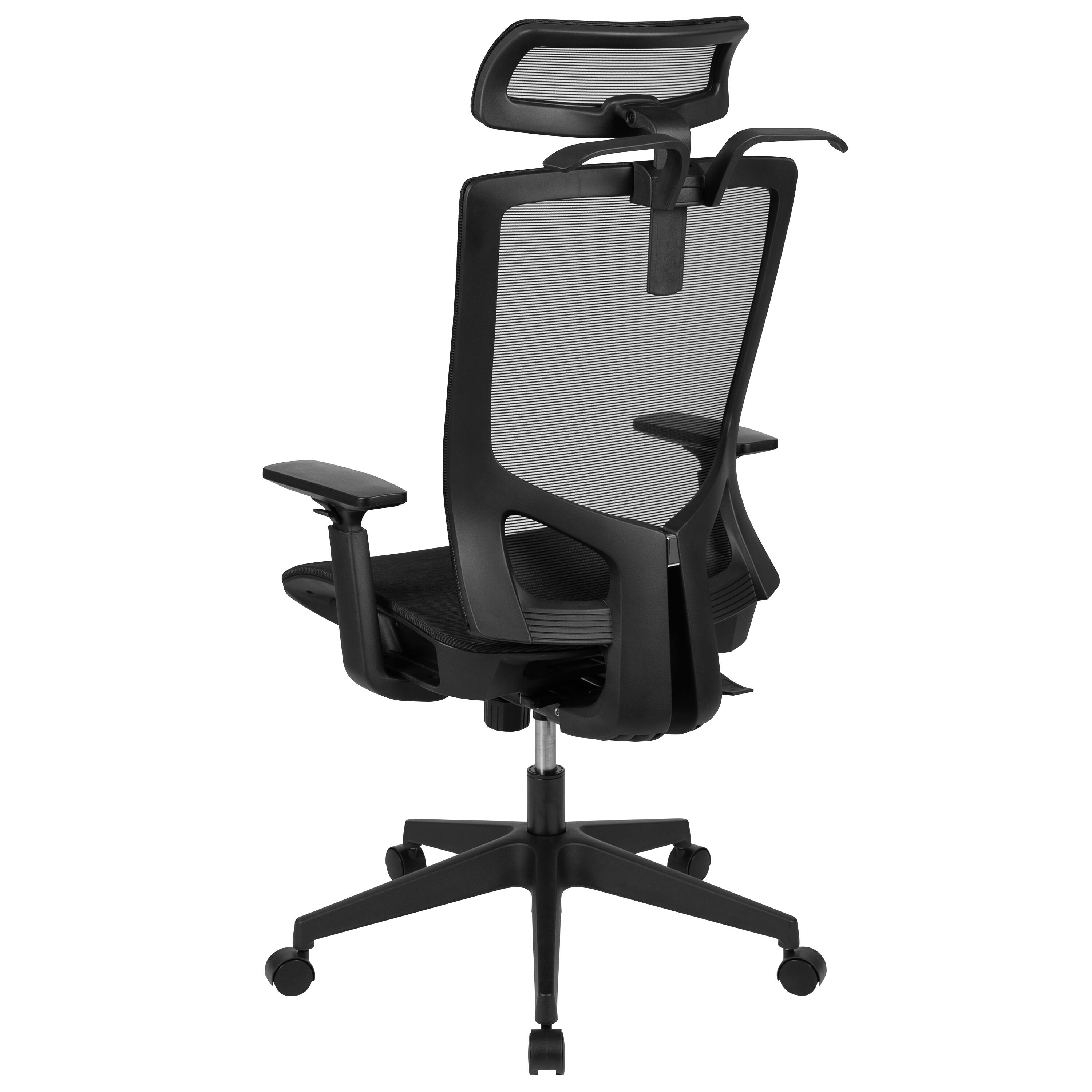 Alt View 5. Emma + Oliver - Ergonomic Mesh Office Chair-Synchro-Tilt, Pivot Headrest, Adjustable Arms - Black.
