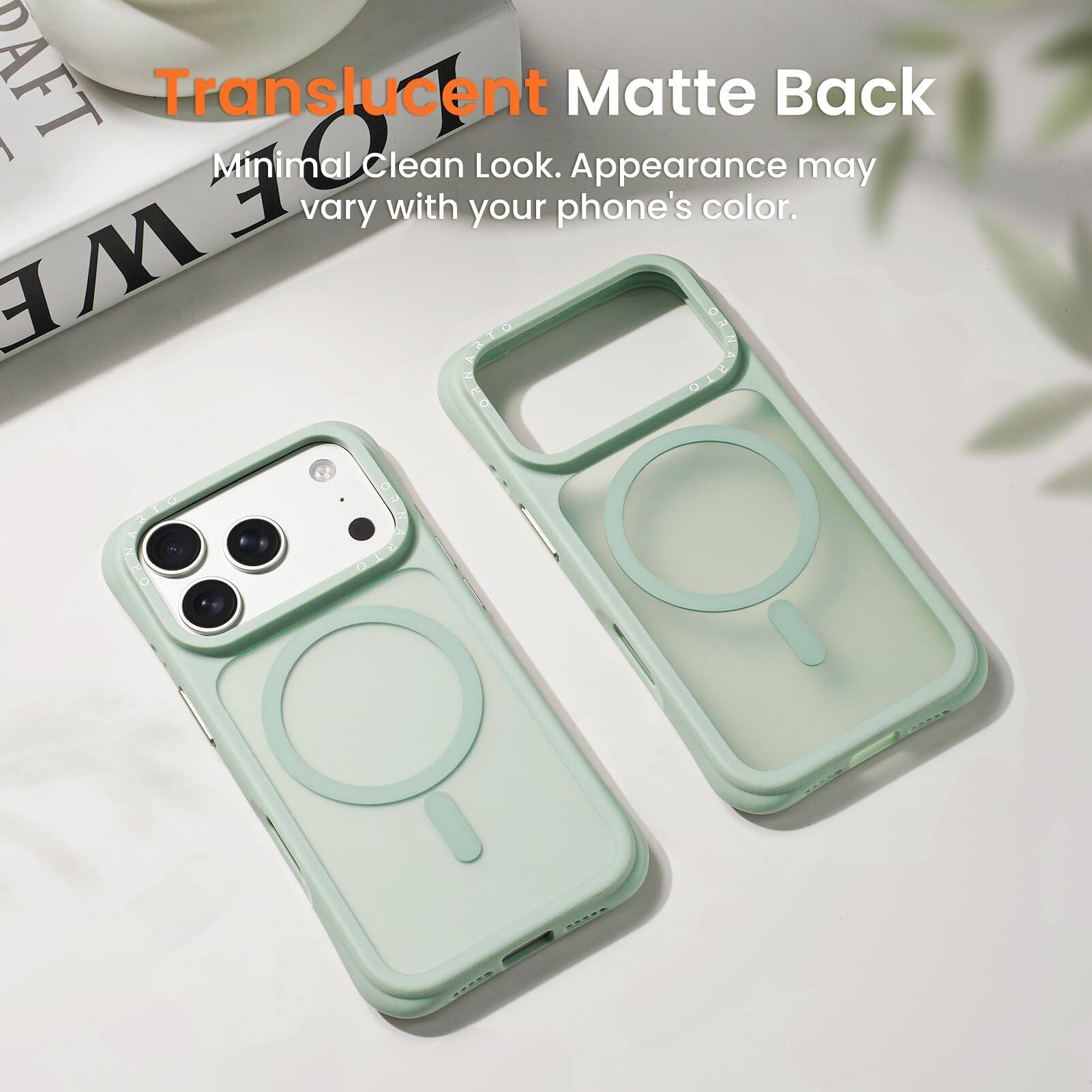 Translucent Matte Back  
Minimal Clean Look. Appearance may vary with your phone's color.