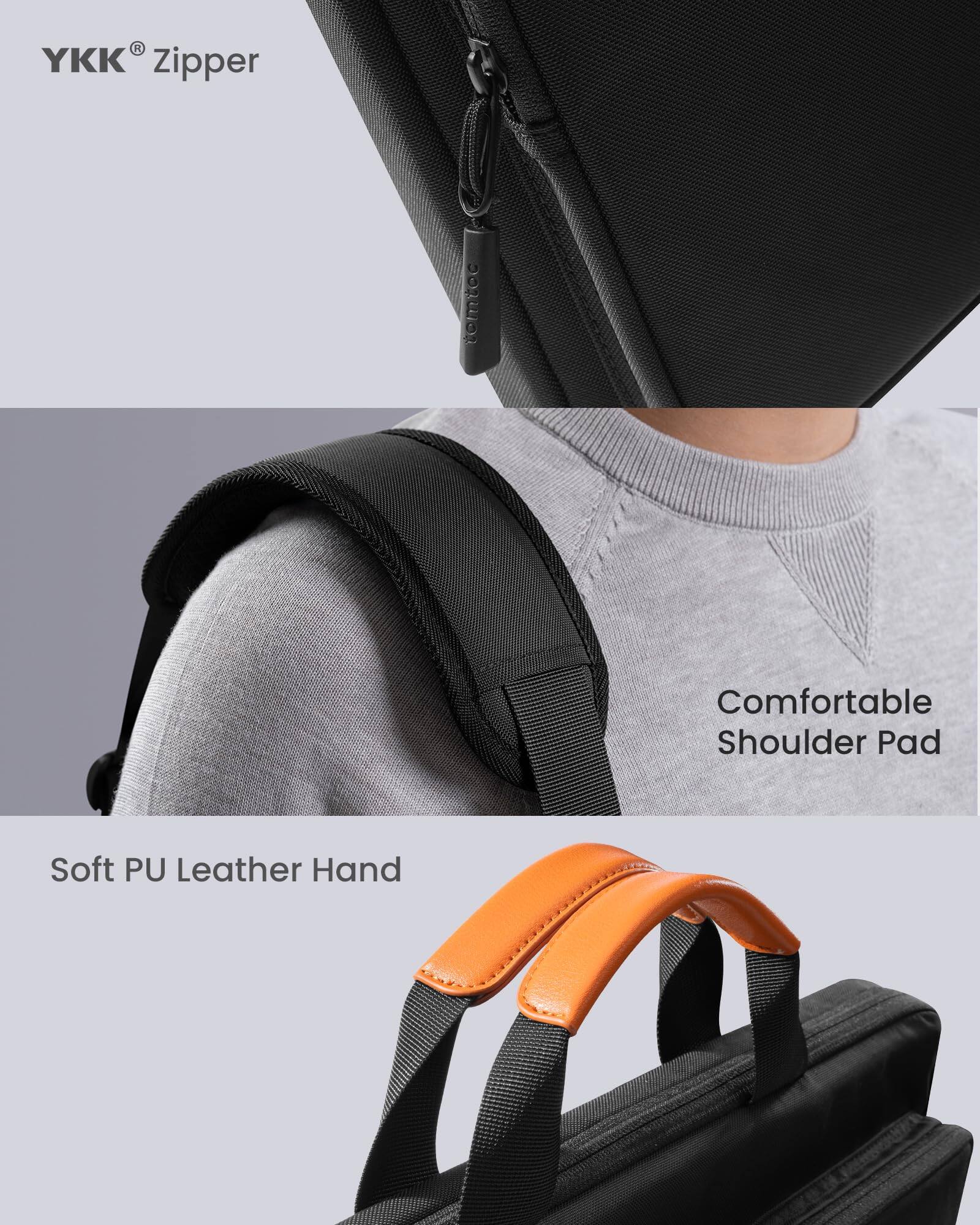 YKK® Zipper

Comfortable Shoulder Pad

Soft PU Leather Hand