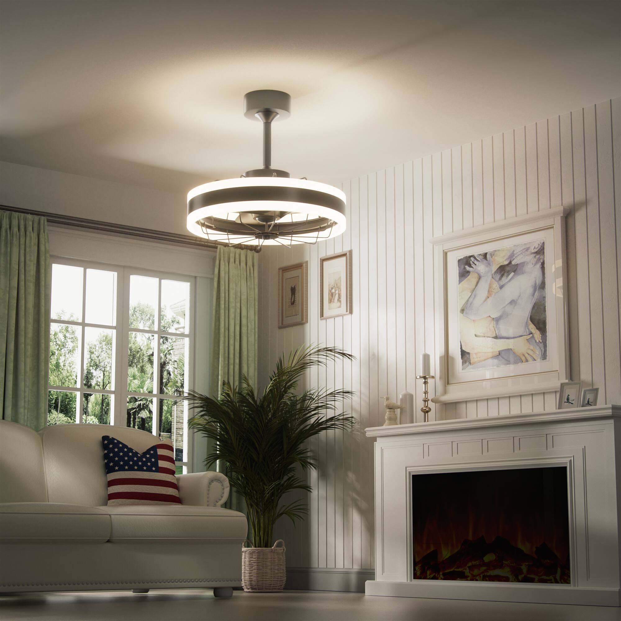 Alt View 8. PAIHOME - Modern Low Profile Ceiling Fan with Light & Remote, 15.7 Inch 6-Speed Quiet Motor Dimmable LED Timer for Bedroom - Black.