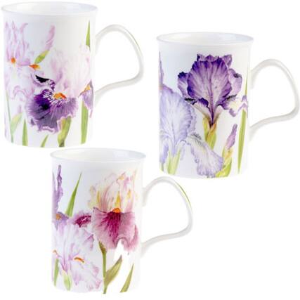 Front. Jiallo - Roy Kirkham Lancaster Mug - Iris, Set of 6, Bone China Ceramic, Made in England - Mutli color.