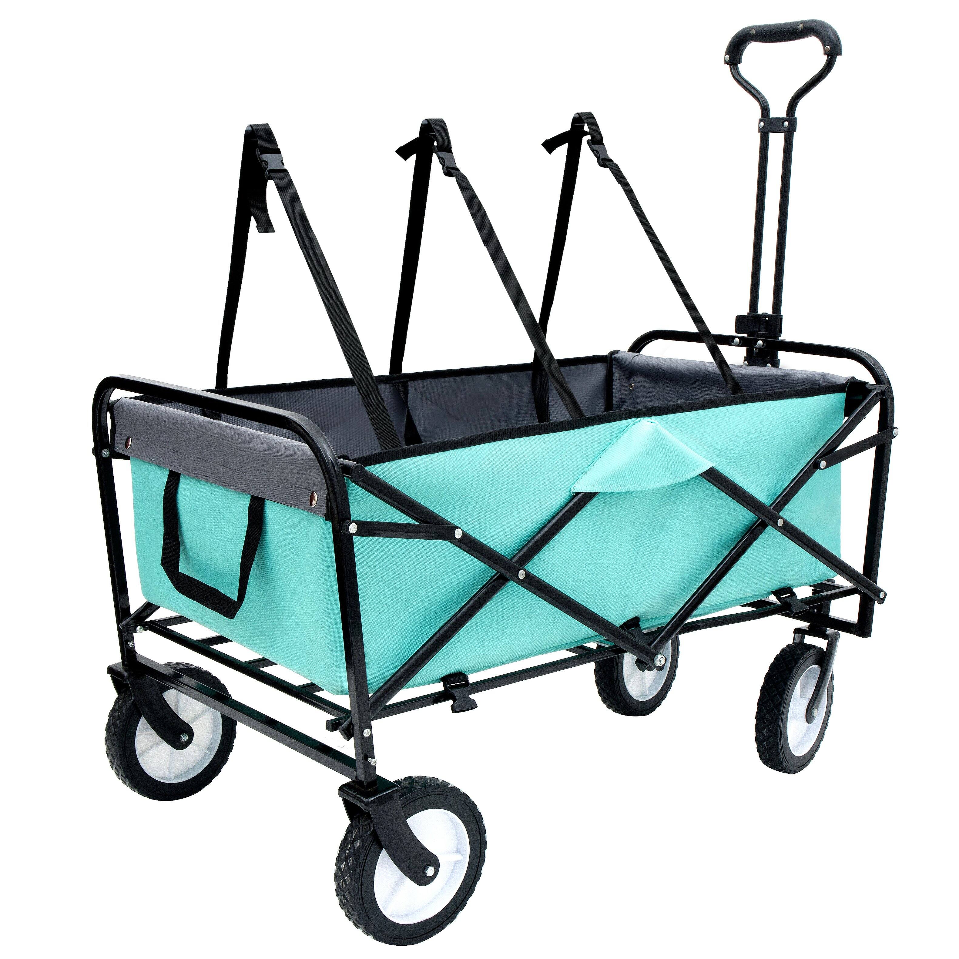 Alt View 5. Mondawe - 360lbs Collapsible Wagon Utility Carts with Strapping System, 3-Piece Liner - Blue.