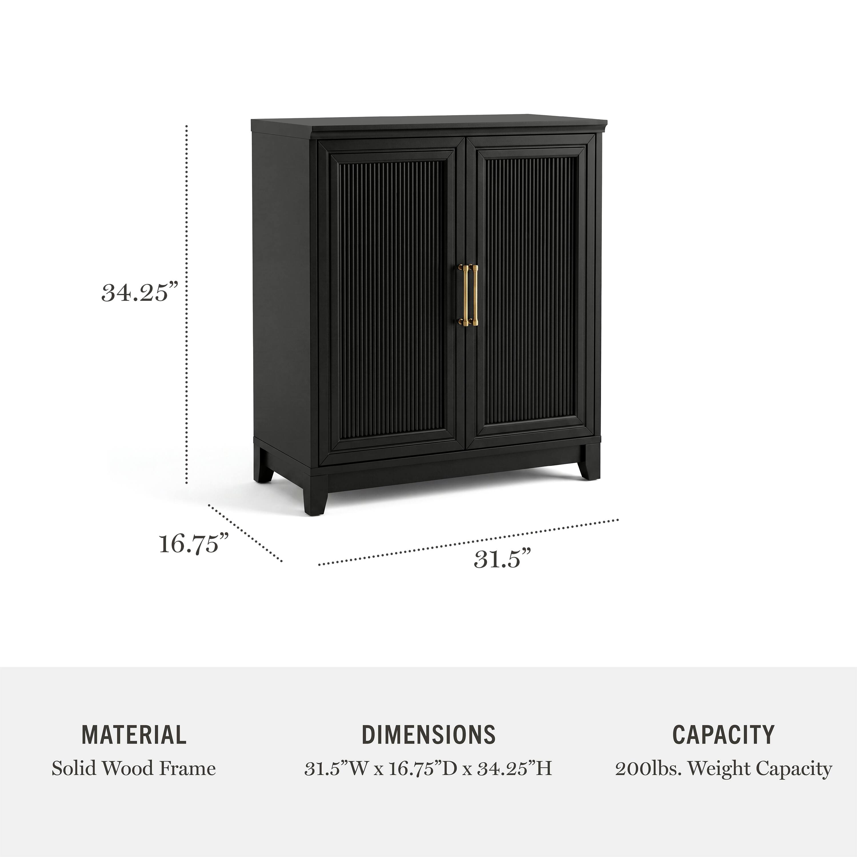 34.25" 16.75" 31.5"  
MATERIAL: Solid Wood Frame  
DIMENSIONS: 31.5"W x 16.75"D x 34.25"H  
CAPACITY: 200lbs. Weight Capacity