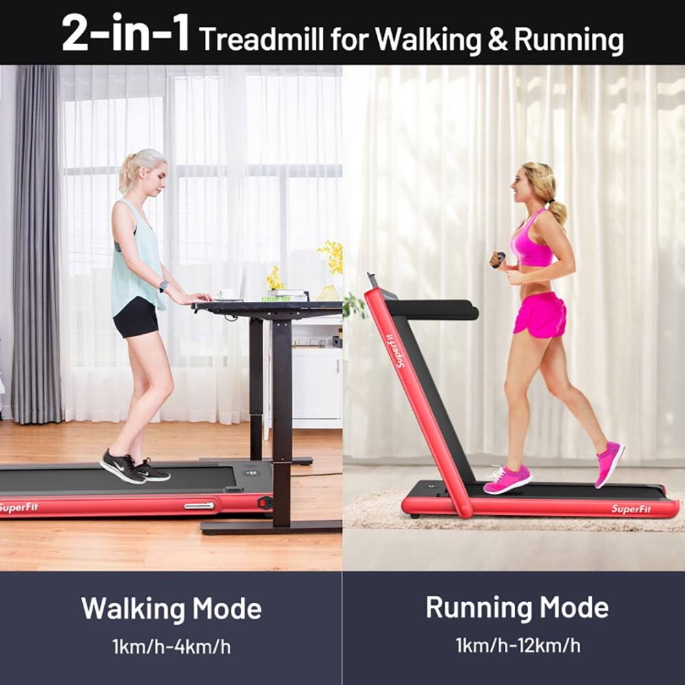 2-in-1 Treadmill for Walking & Running

Walking Mode
1km/h-4km/h

Running Mode
1km/h-12km/h