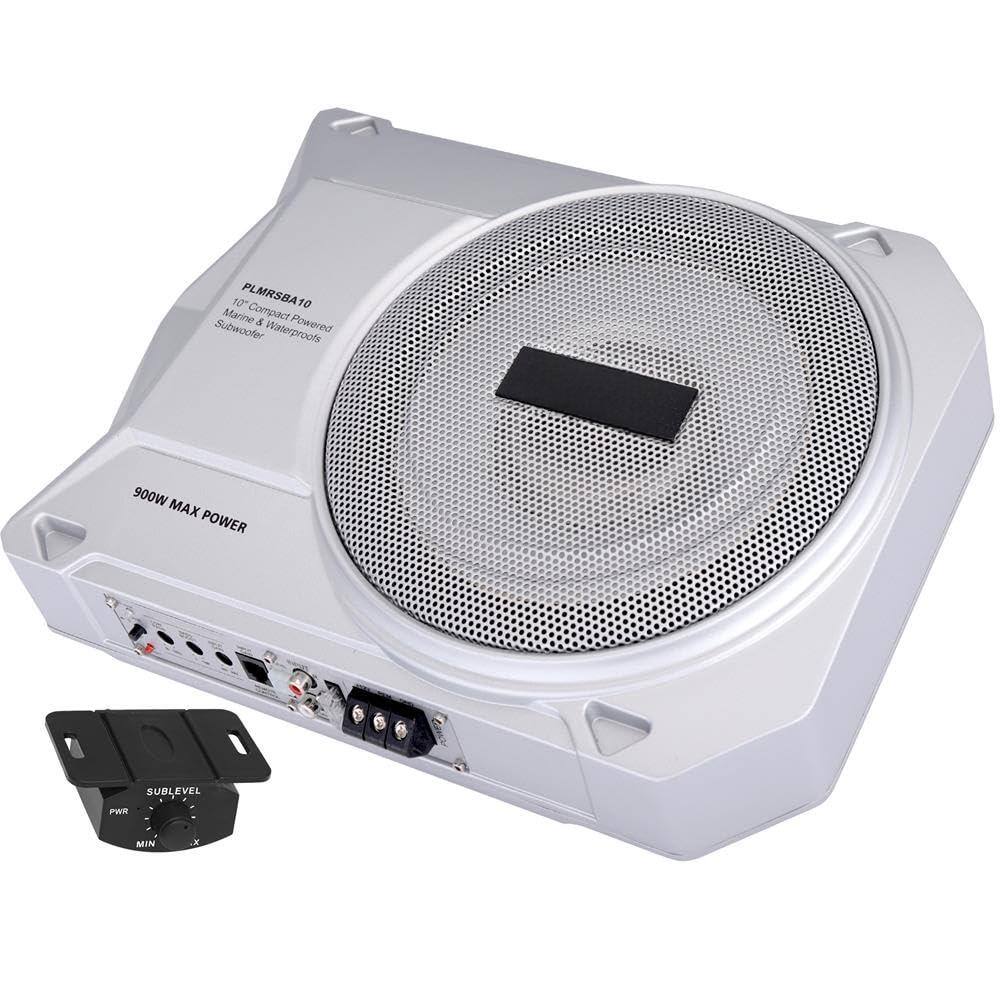 50" PLMRSBA10 Marine Compact i Subwoofer Waterproofs Powered 900W MAX POWER SUBLEVEL