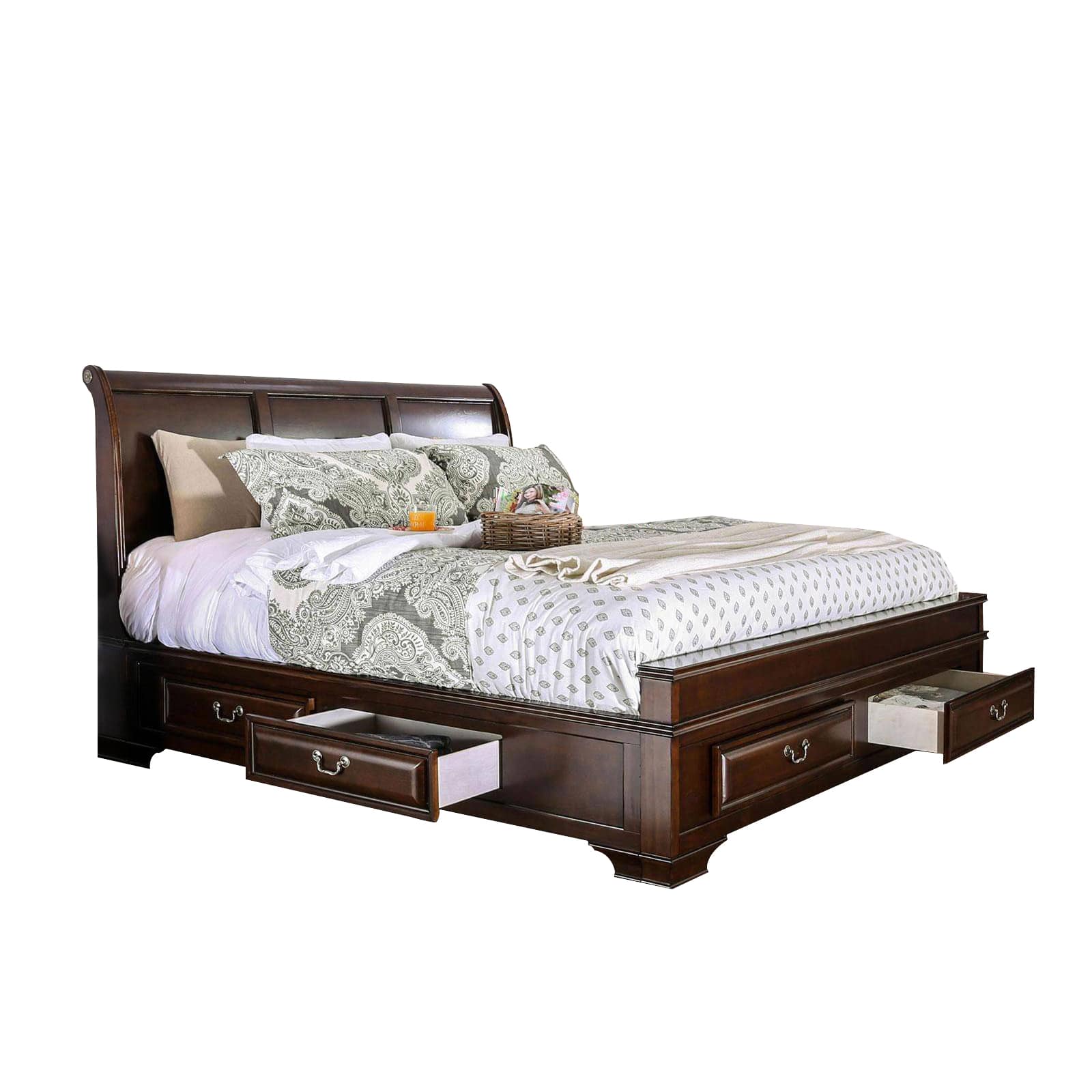Manhattan Lane - Transitional California King Wooden Bed with Multiple Bottom Drawers, Brown - Brown
