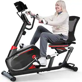 HARISON - Magnetic Exercise Bike with Arm Exerciser, 400LB Recumbent Bike, Bluetooth App, LCD & Tablet Holder(BBUS-B8ARE) - Black