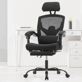 AOITUN - Ergonomic Home Office Desk Chair with Lumbar Support, Swivel Mesh Chair, High Back, Grey - Black