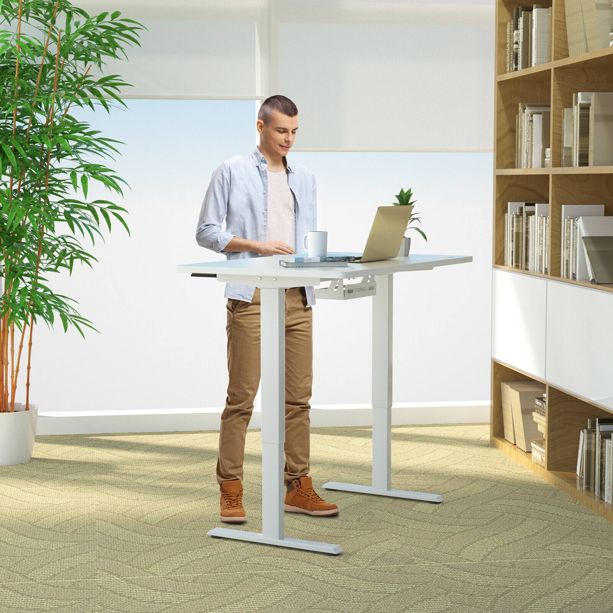 Alt View 3. Gymax - Gymax 48'' x 30'' Universal Tabletop for Standard & Standing Desk Frame White - White.