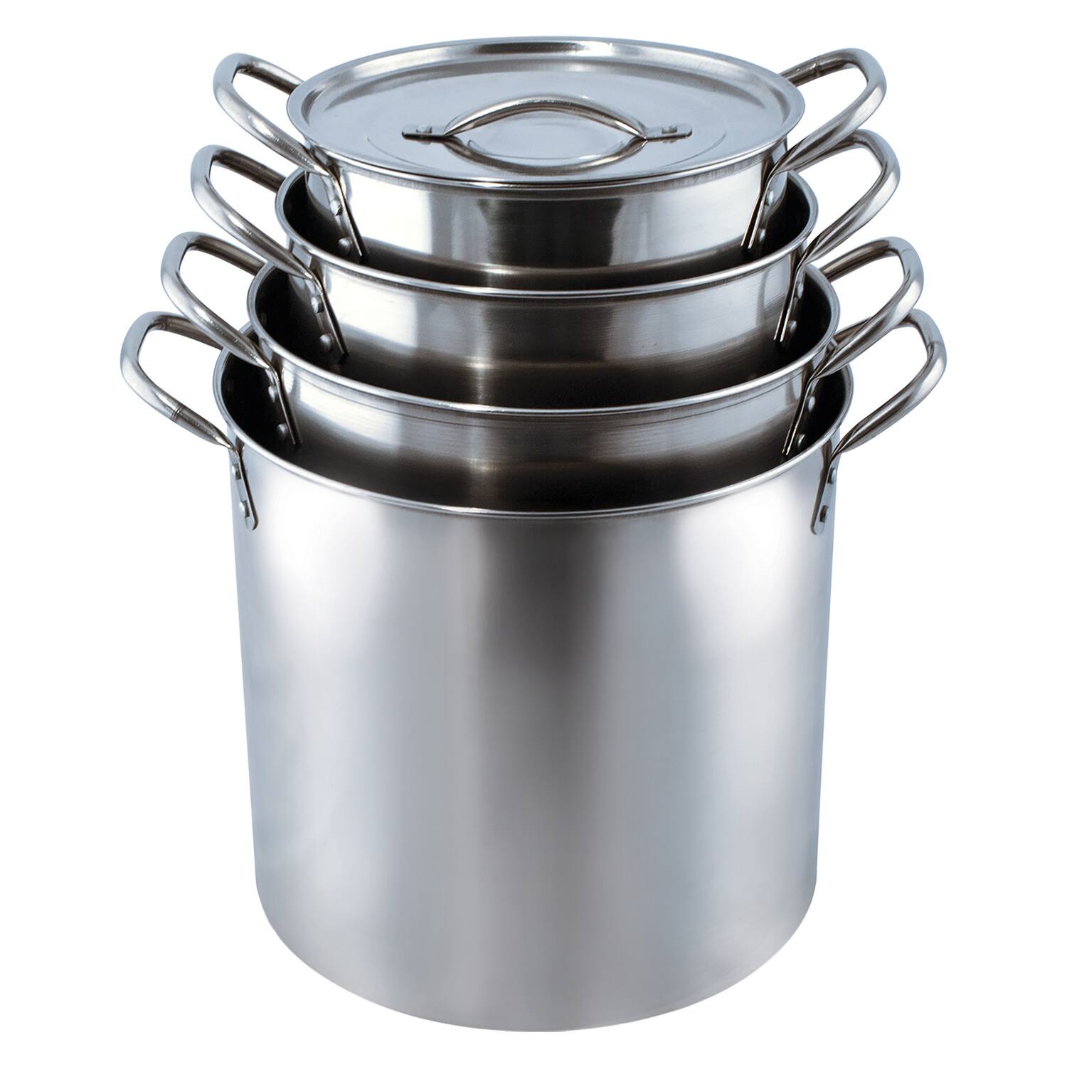 Angle. EuroHome - Stainless Steel Stock Pot 4-Piece Set - Steel.
