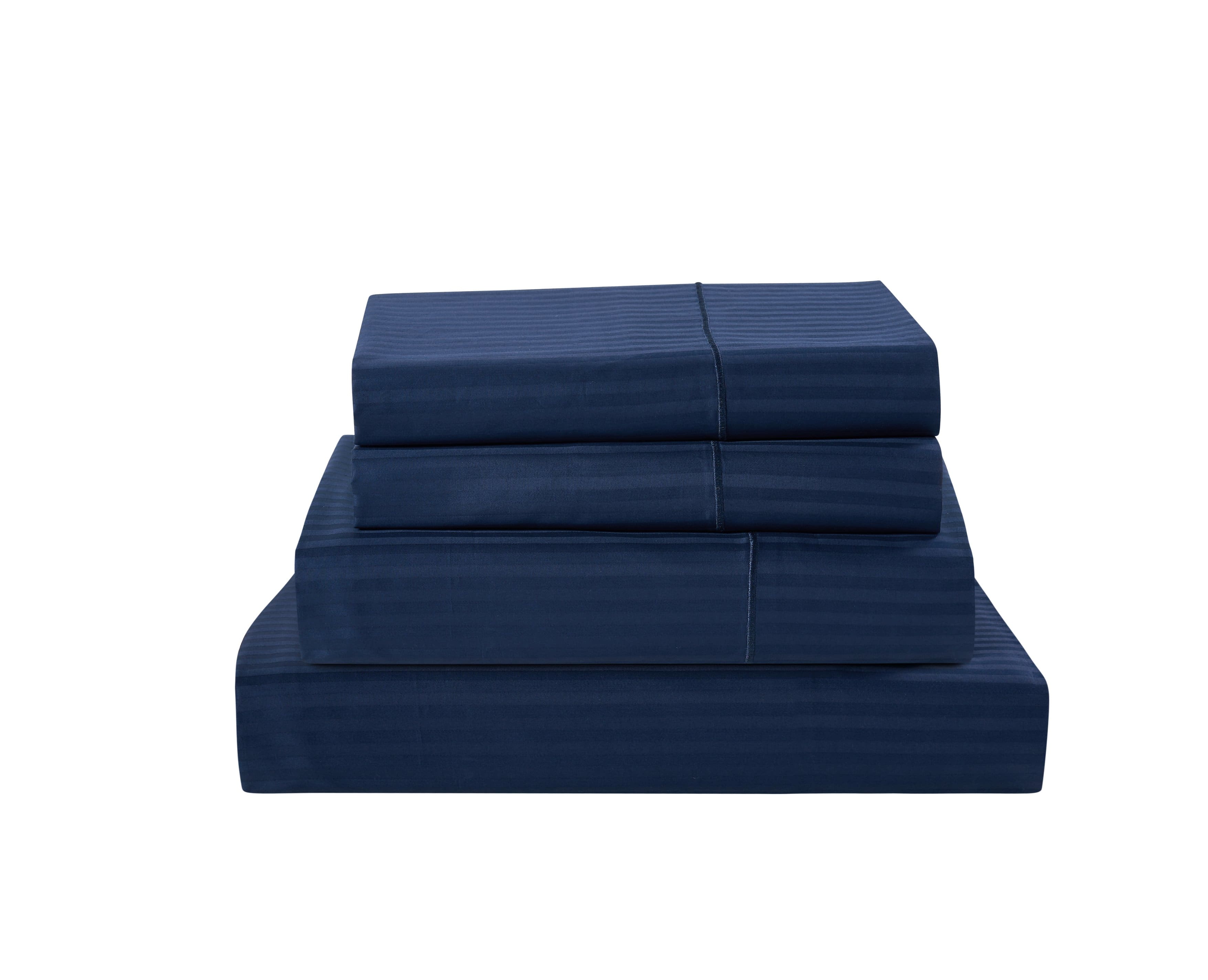 Kathy Ireland - 500 Thread Count Damask Stripe Sheet Set with Optifit - Navy