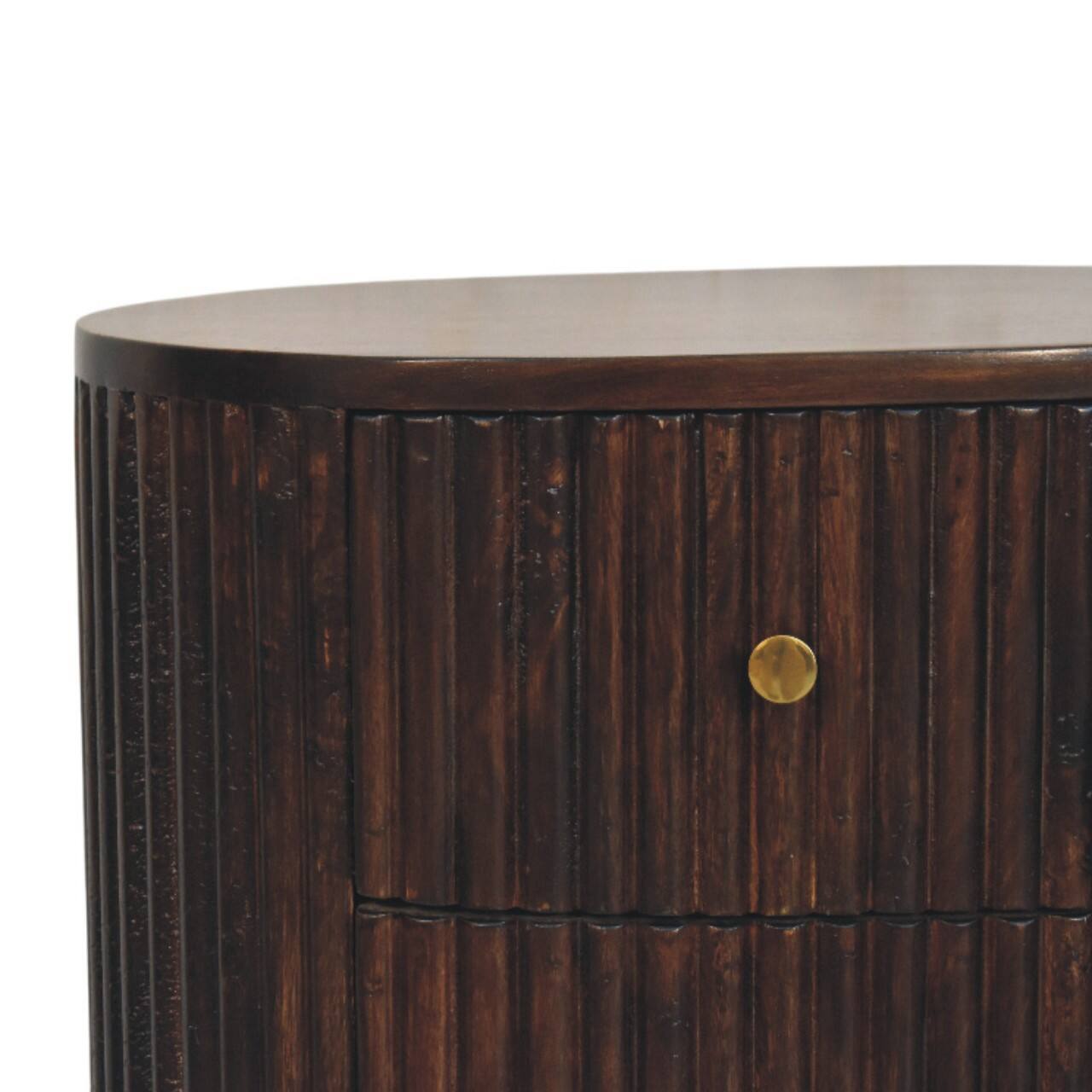Alt View 5. Artisan Furniture - Artisan Furniture Solid Wood Curved Fluted 3-Drawer Bedside - Brown.