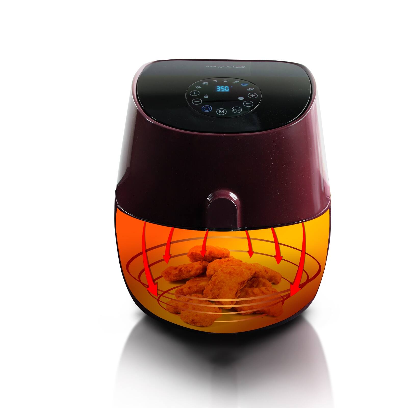 Alt View 1. MegaChef - MegaChef 3.5 Quart Airfryer And Multicooker With 7 Pre-Programmed Settings in Burgundy - Burgundy.